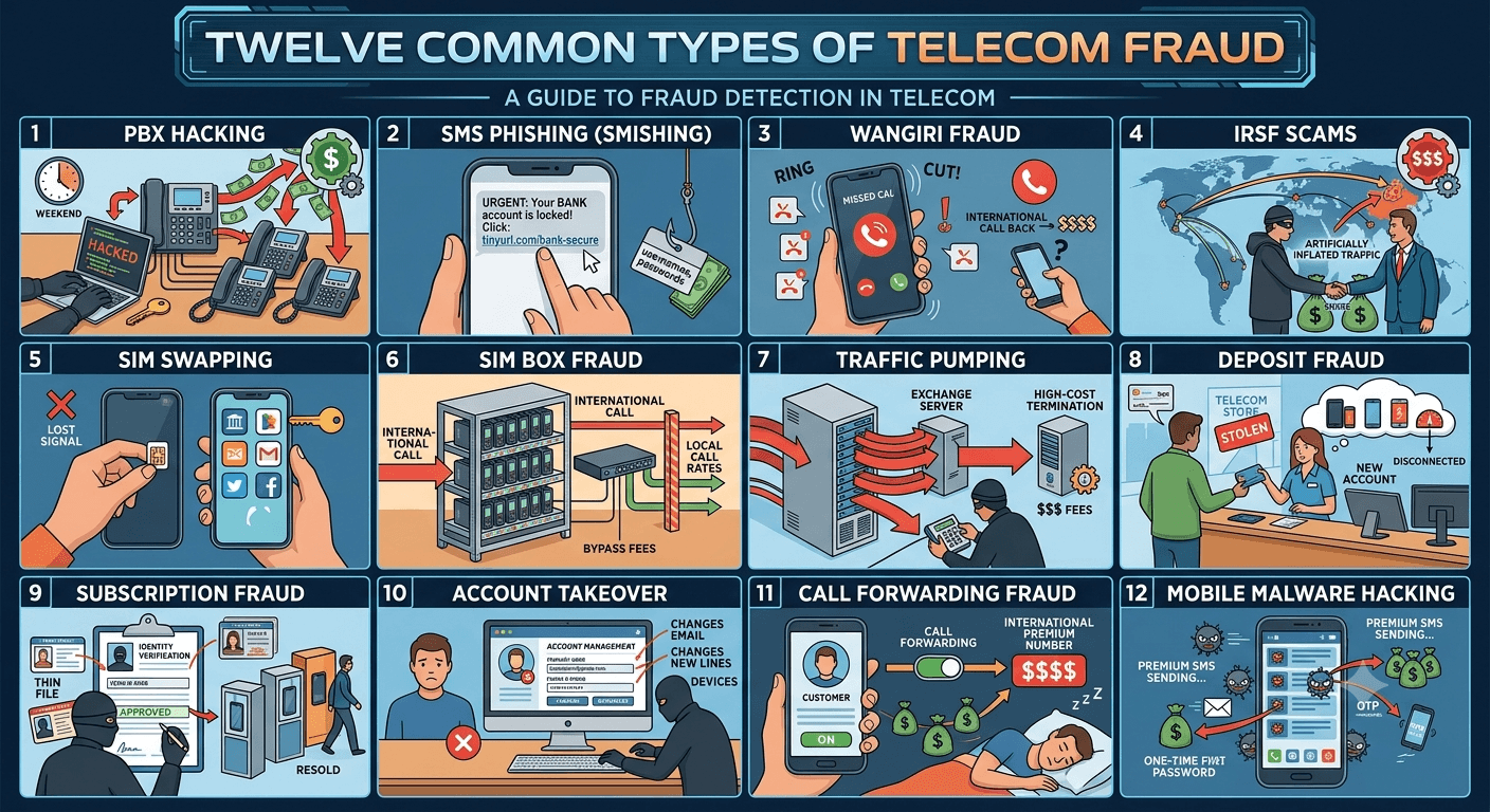 What is an example of telecom fraud
