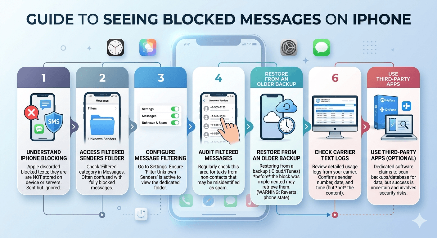 how to see blocked messages on iphone