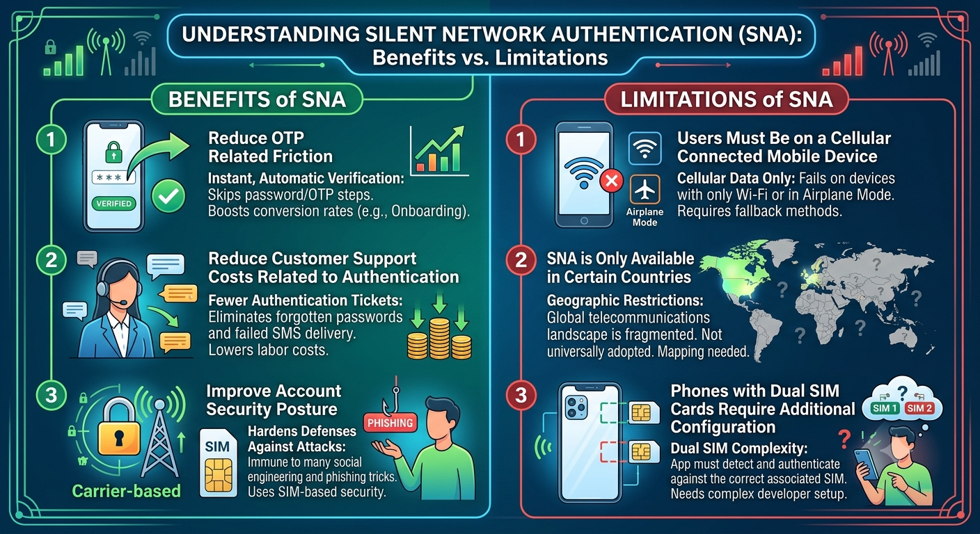 What are the limitations of using Silent Network Authentication