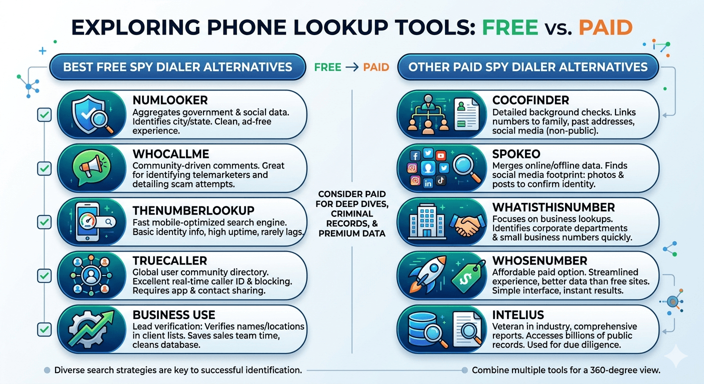 free and paid Spy Dialer alternatives
