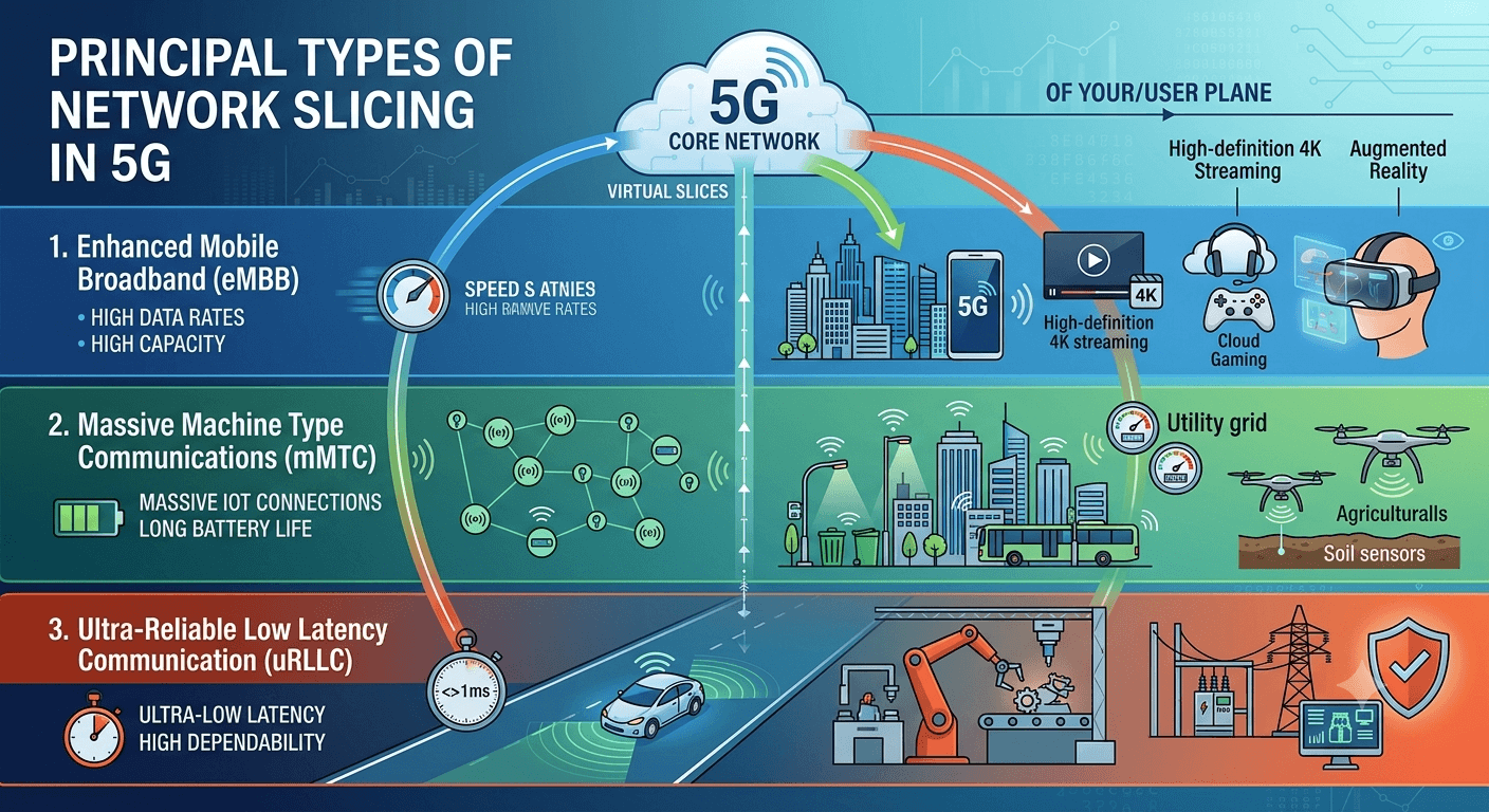 Principal types of network slicing in 5G