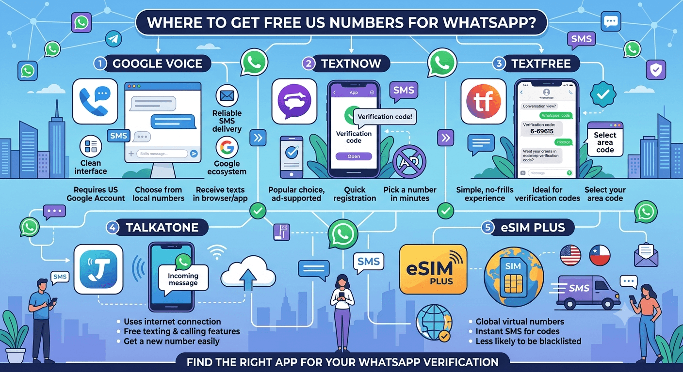 Where to Get Free US Numbers for WhatsApp?