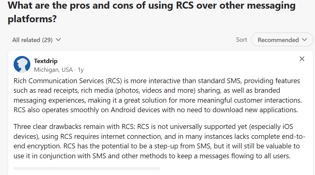 RCS review on quora