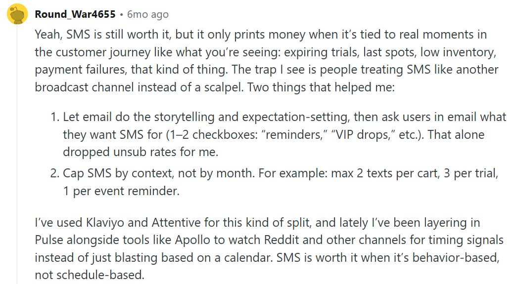 SMS review on reddit