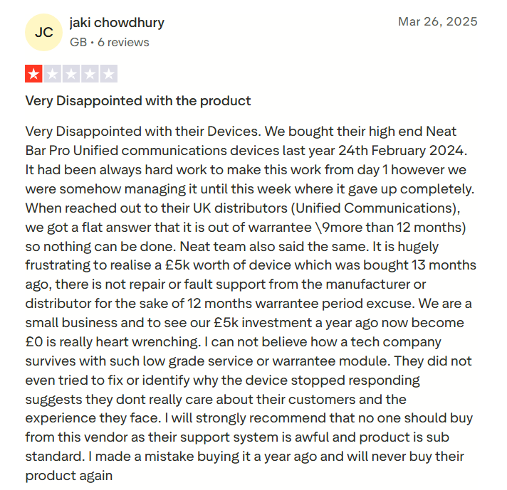 Ucaas review on trustpilot