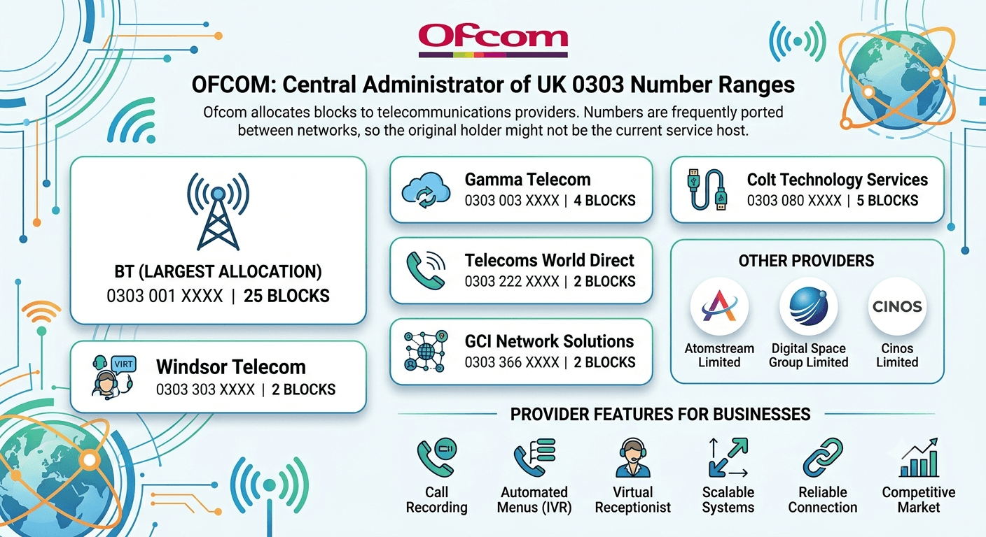 Who holds 0303 number ranges?