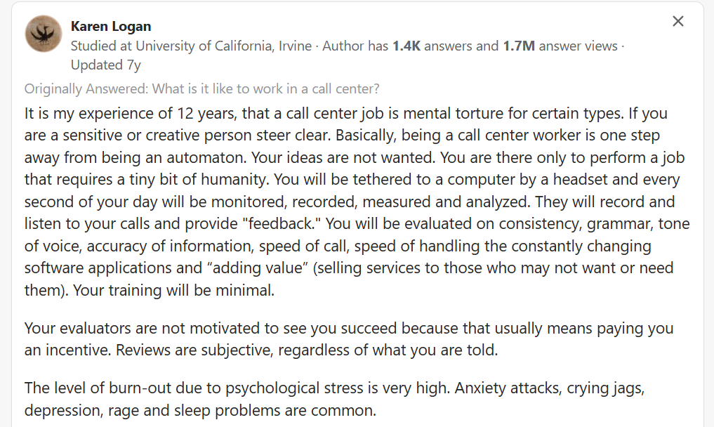 call center review on quora
