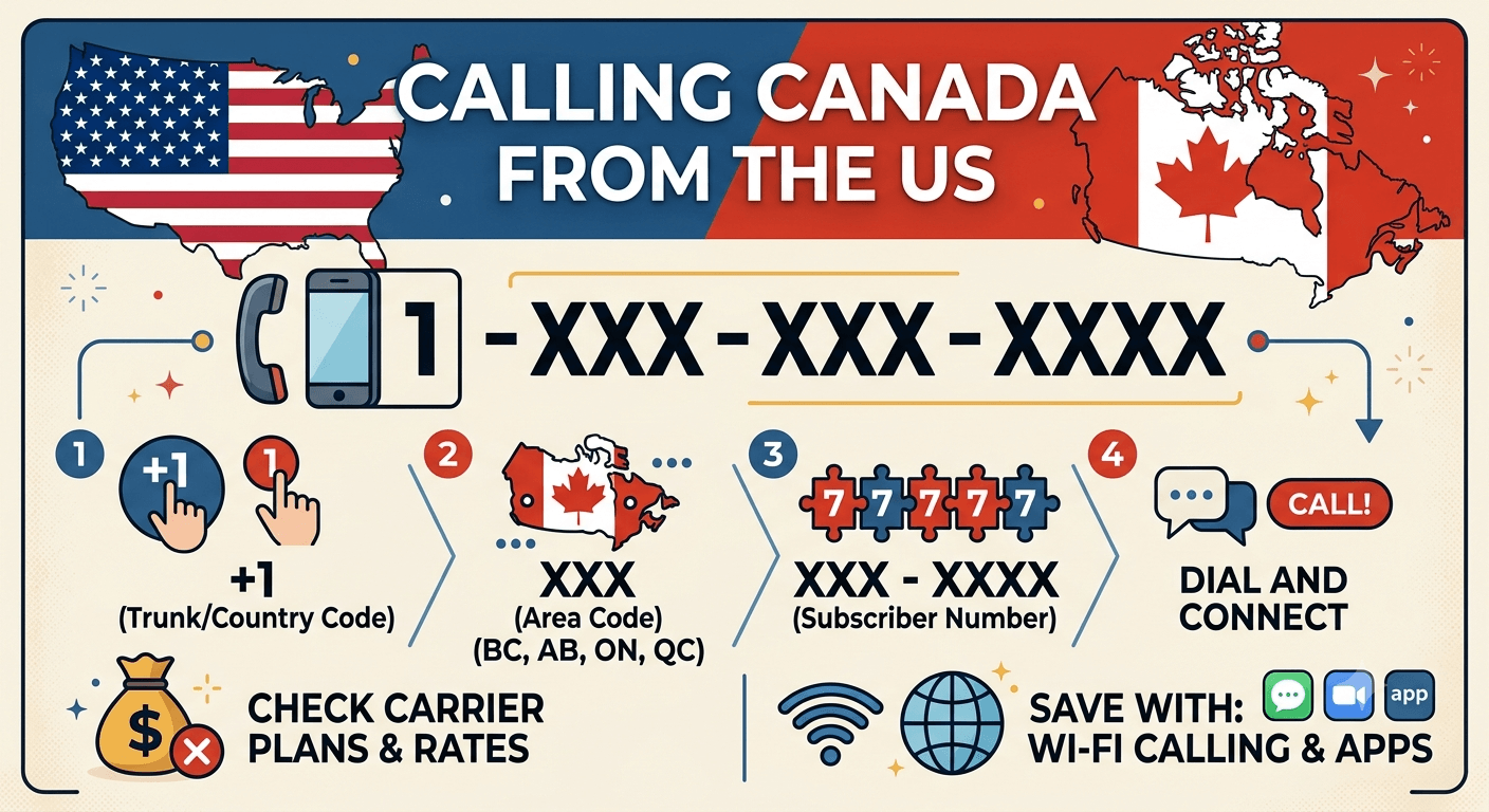 how to call canada from usa