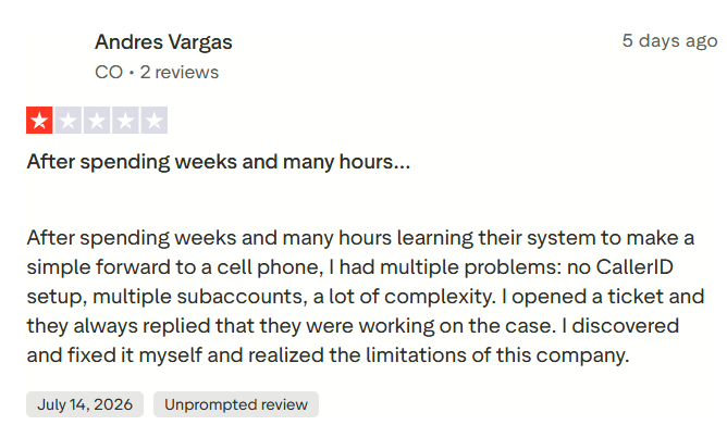 voip review on trustpilots