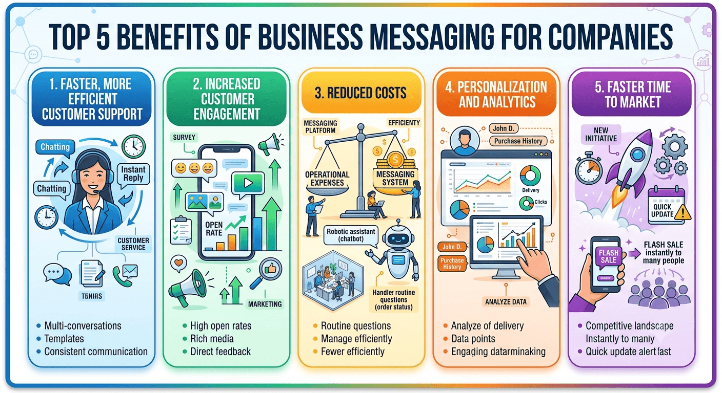 Top 5 benefits of business messaging for companies