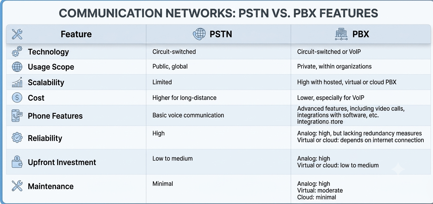 PSTN vs. PBX: What Is the Difference?