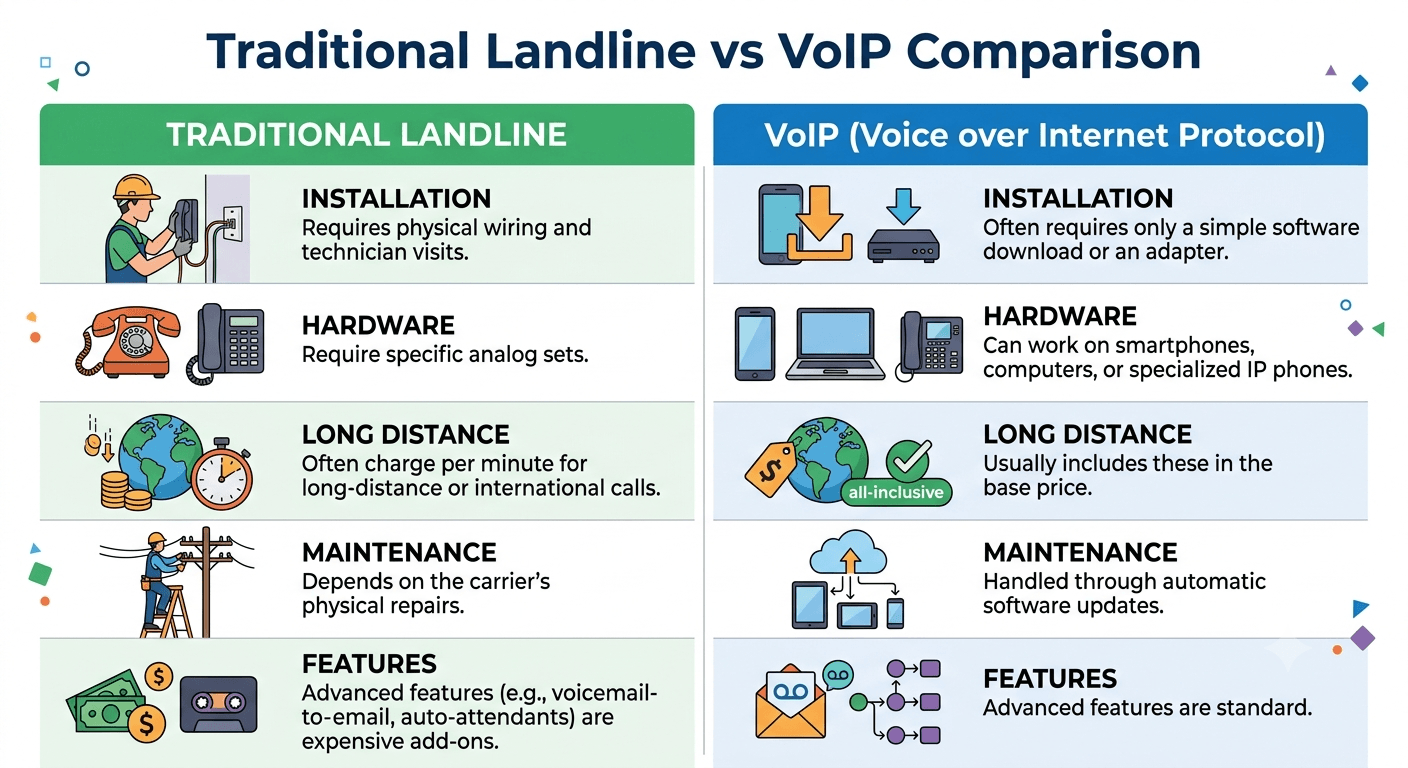 Traditional Landline vs VoIP Comparison