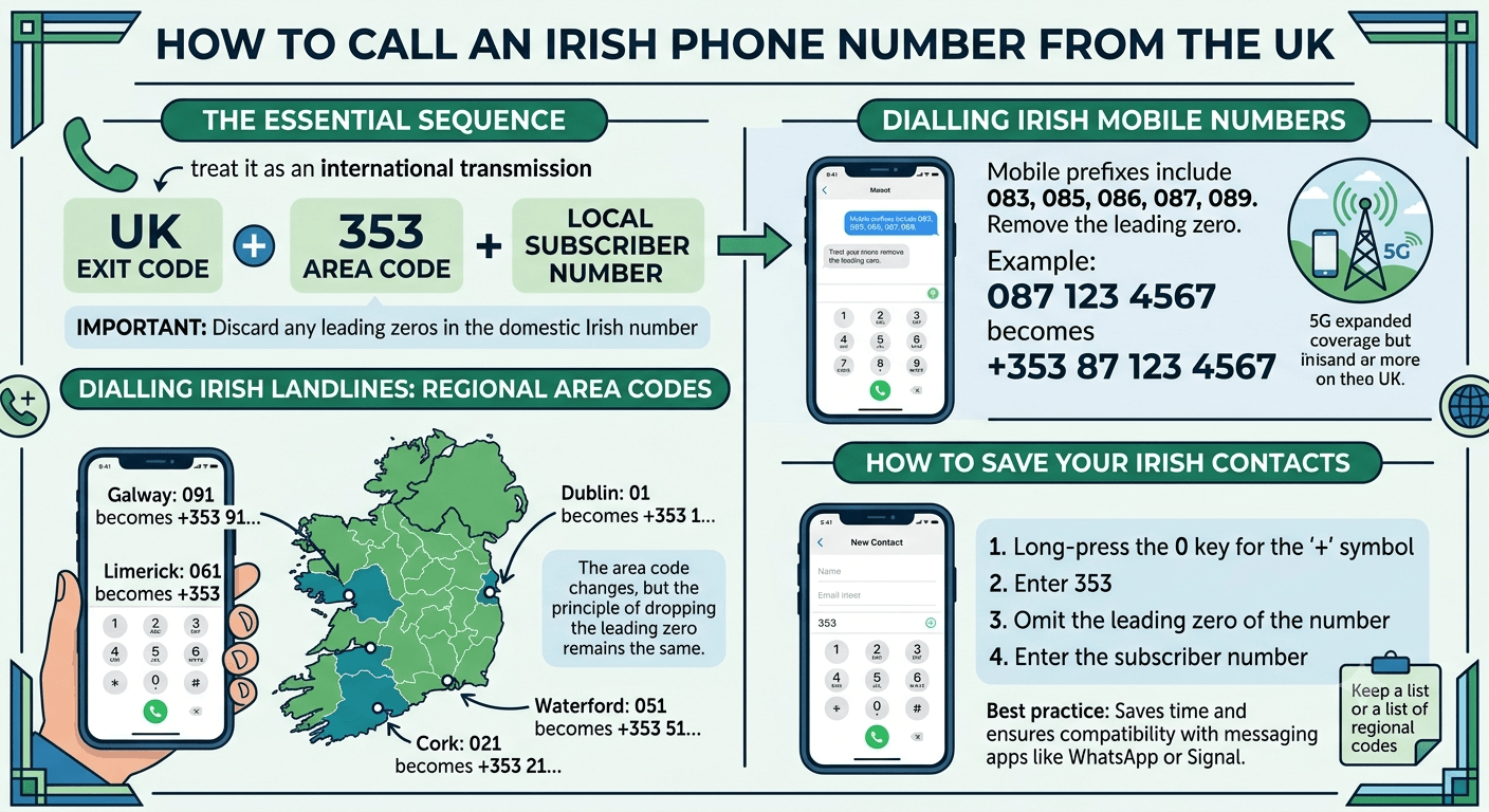 How to call an Irish phone number from the UK