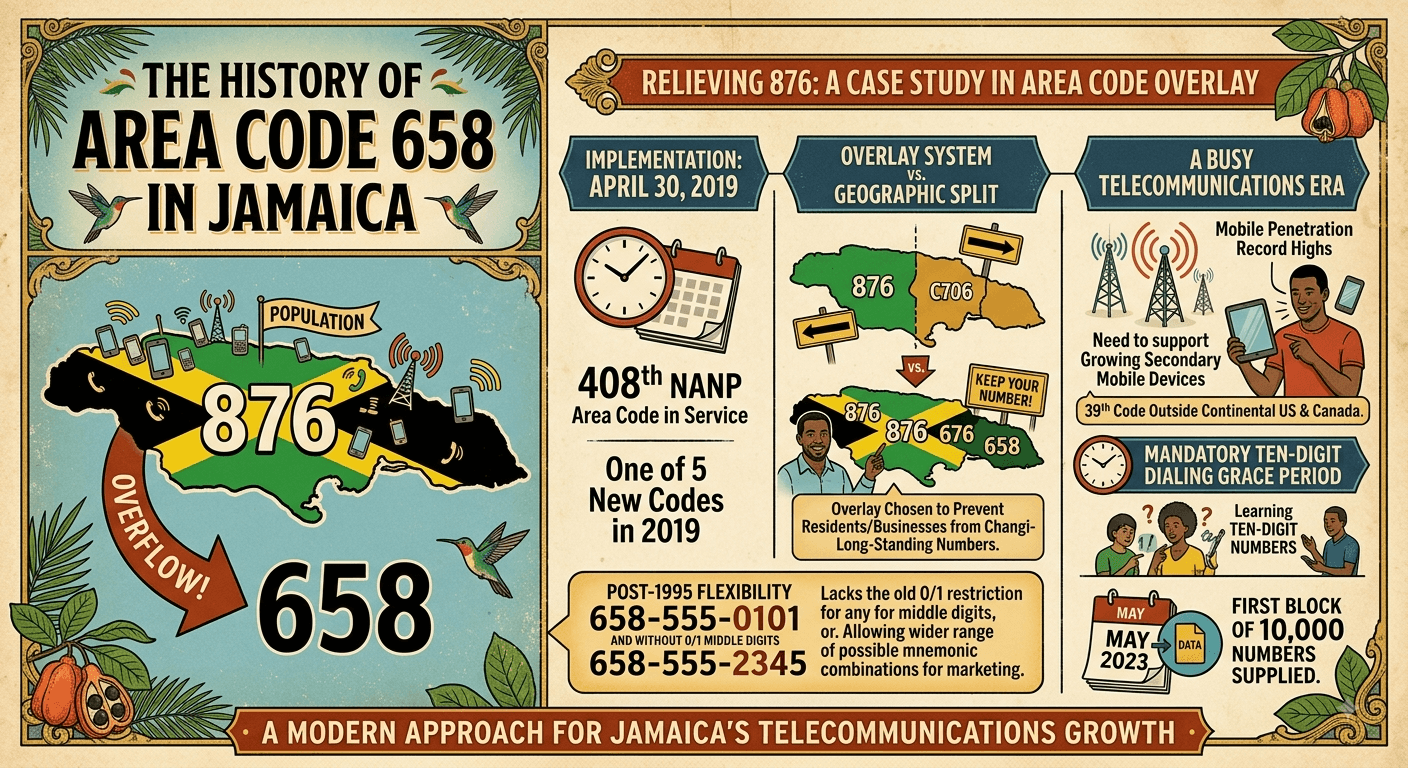 658 Area Code History
