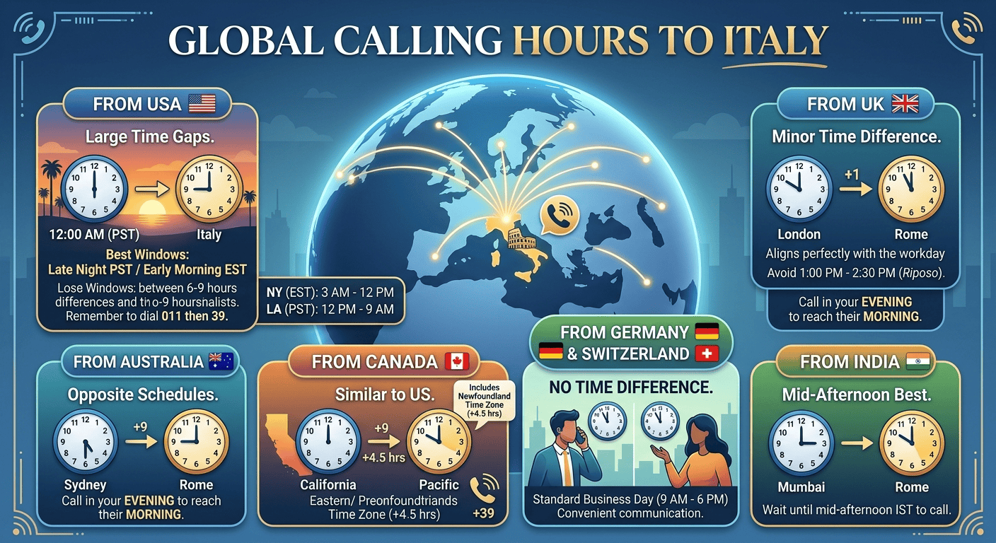 Best Time To Call Italy From Different Countries