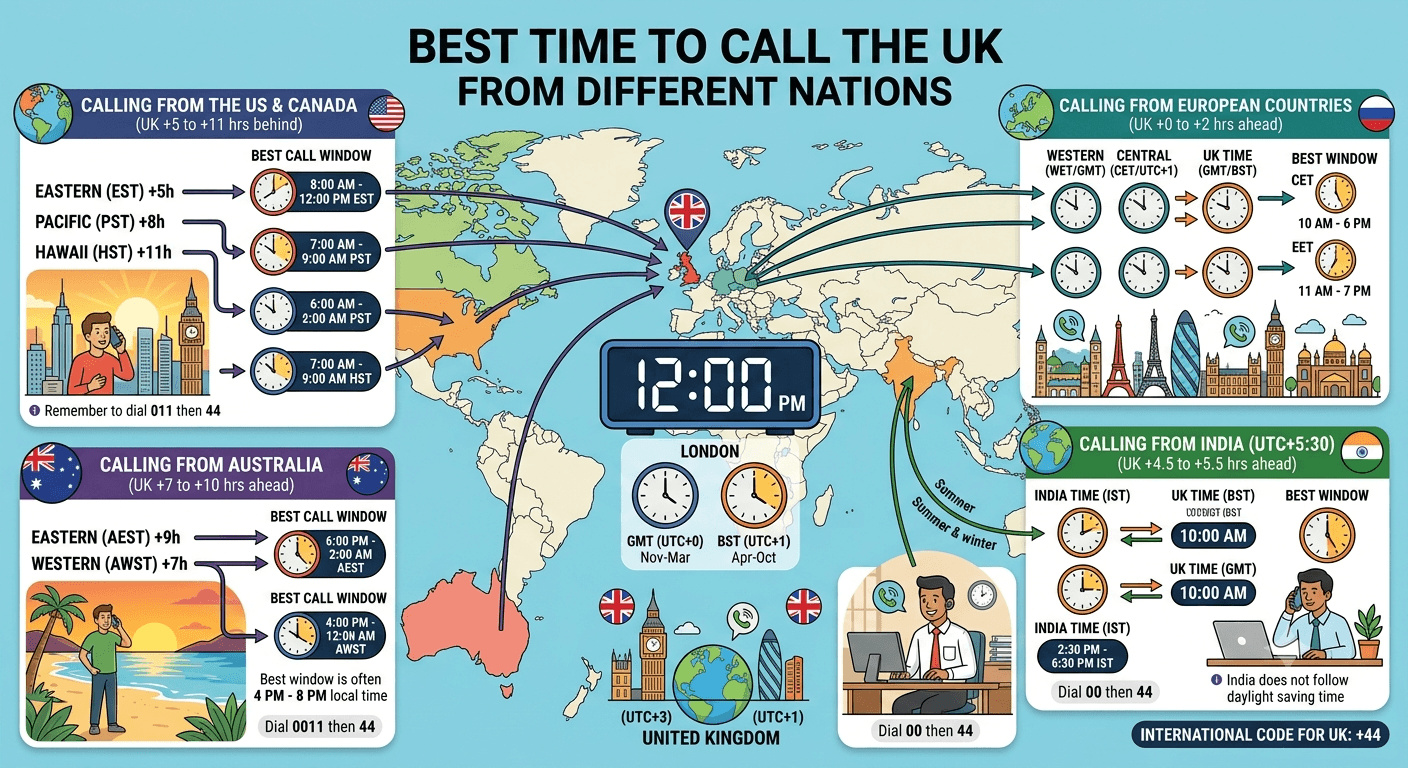 Best Time To Call UK From Different Nations