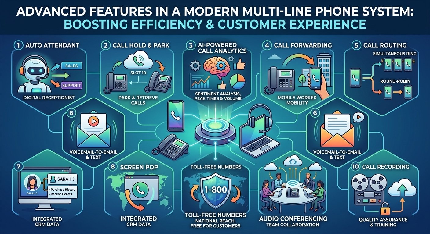 Advanced Features in a Multi-Line Phone System