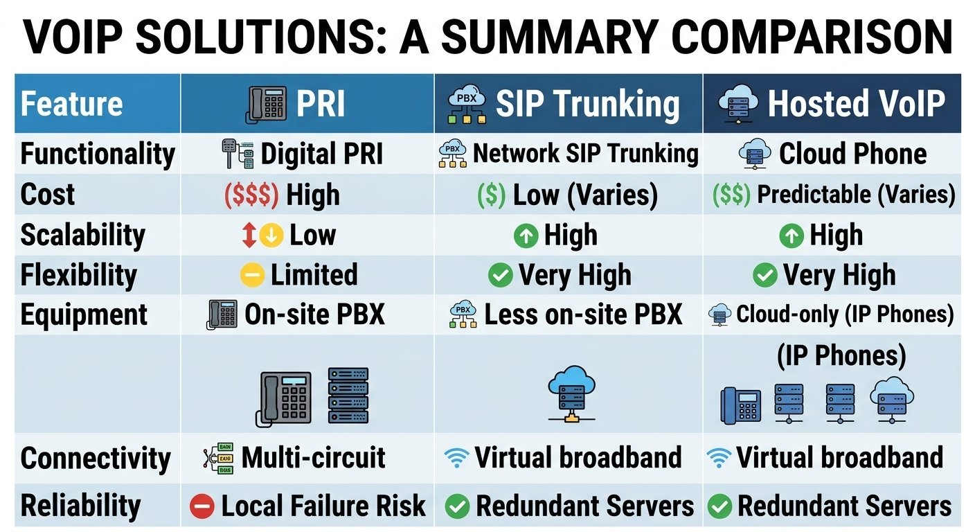Hosted VoIP vs. PRI vs. SIP Trunking
