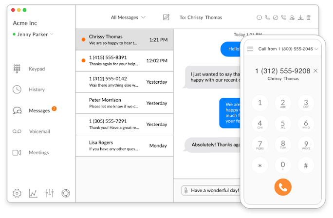 Talkroute business phone dashboard example