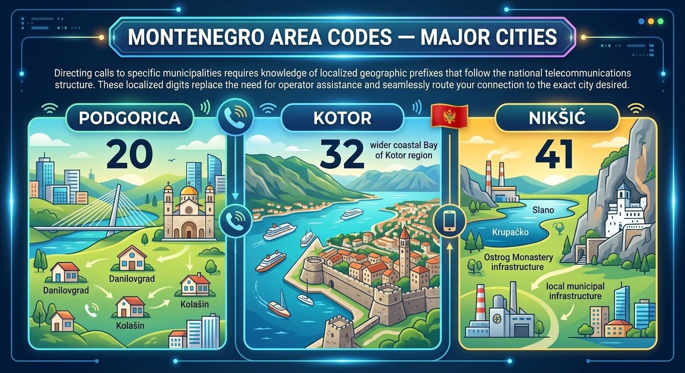 Montenegro Area Codes — Major Cities