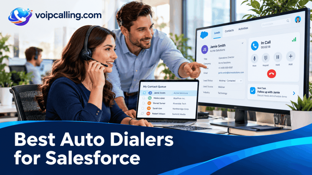Sales Team Using CRM Auto Dialer