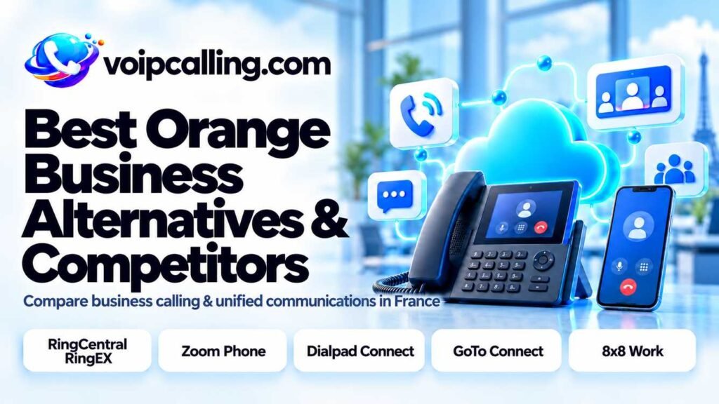 Best Orange Business alternatives for calling in France: RingCentral RingEX, Zoom Phone, Dialpad Connect, GoTo Connect and 8x8 Work.